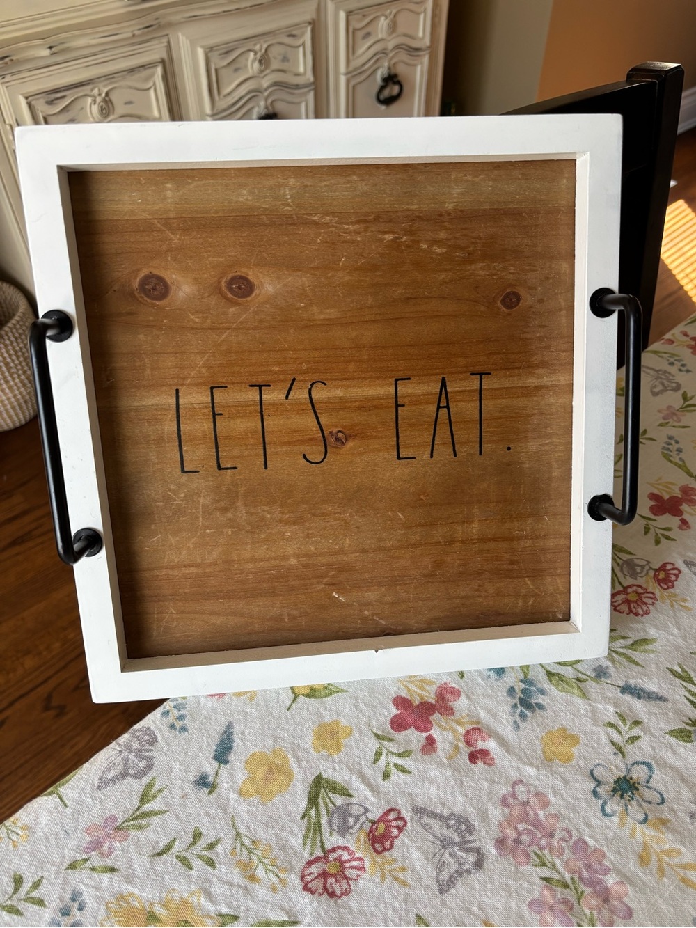 Rae Dunn by Design Styles Wooden Let’s Eat Serving Tray